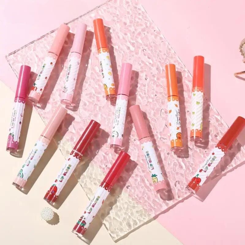 Set Of 3 Fruity Lip Gloss, Velvet Matte Lipstick, Natural Matte Lip Balm, Waterproof Moisturizing Lasting Beauty Makeup Lipstick, Long-Lasting Liquid Lipstick