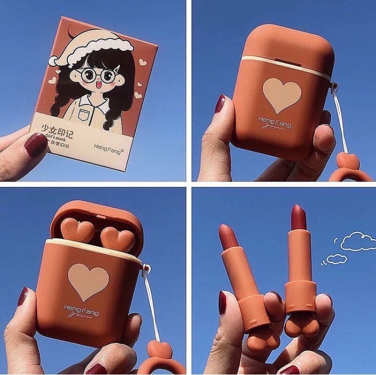 Heng Fang Airpods Lipsticks, 2 Colors Long Lasting Lipsticks, Cute Waterproof Matte Lipsticks