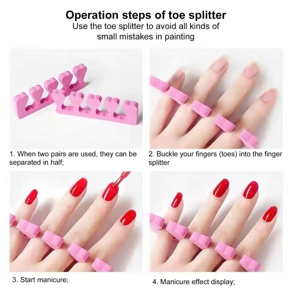 Set Of 2 Finger Toe Separator, Manicure Pedicure Gel Divider, Finger Dividers Separators, Finger Foot Sponge Soft Gel, Portable Finger Spacer, Soft Foam Sponge Spacer, Toe Nail Separator