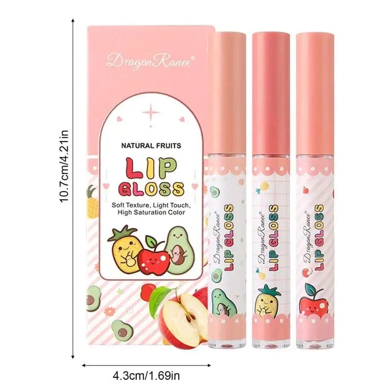 Set Of 3 Fruity Lip Gloss, Velvet Matte Lipstick, Natural Matte Lip Balm, Waterproof Moisturizing Lasting Beauty Makeup Lipstick, Long-Lasting Liquid Lipstick